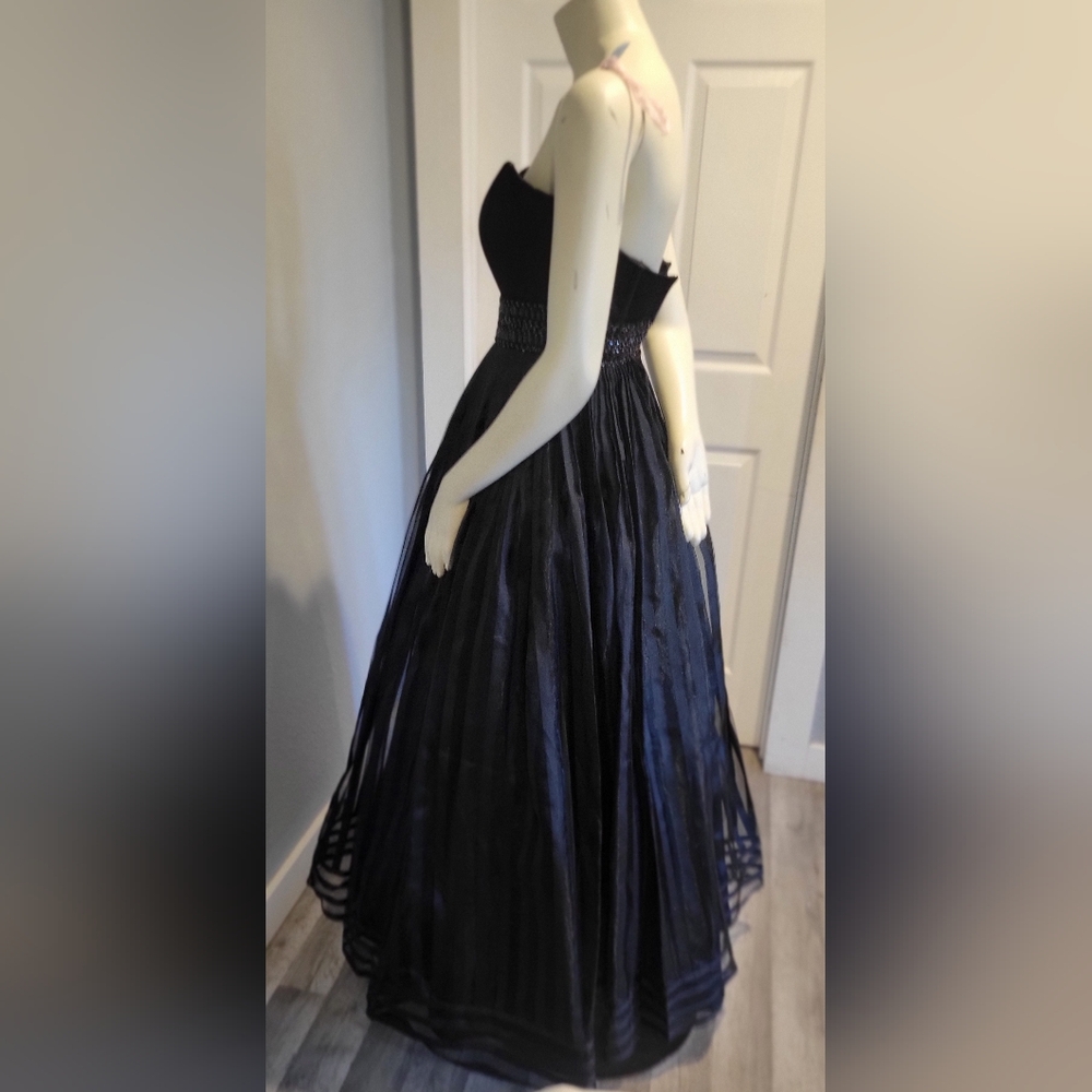 Rachel Allan Black Strapless Gown With Corset And Bra 3 Layer Size 2 - Picture 15 of 16